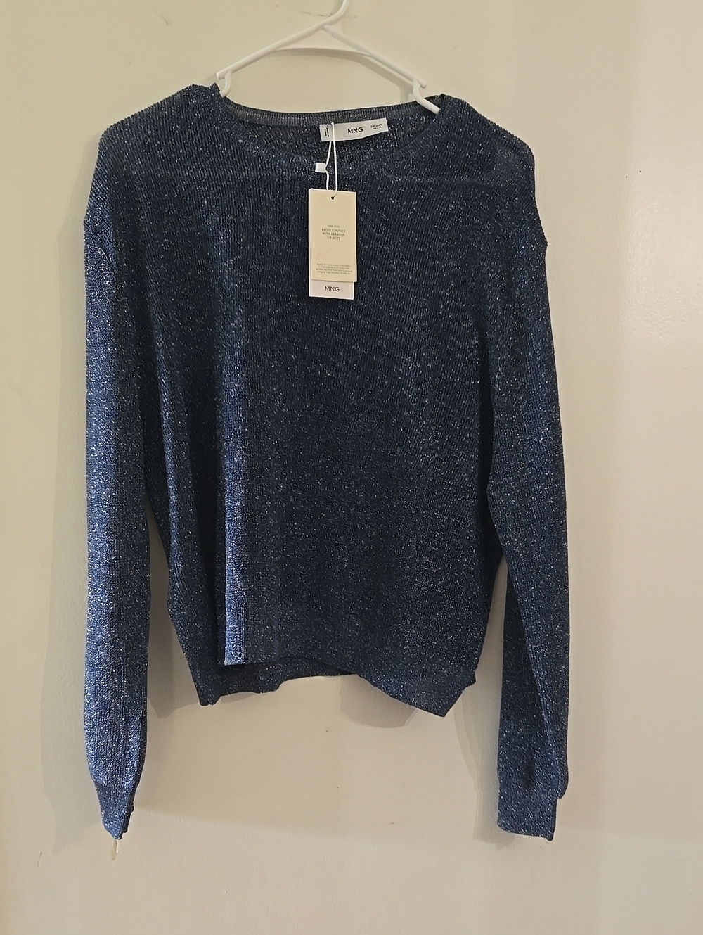 Metallic Navy Long-Sleeve Sweater